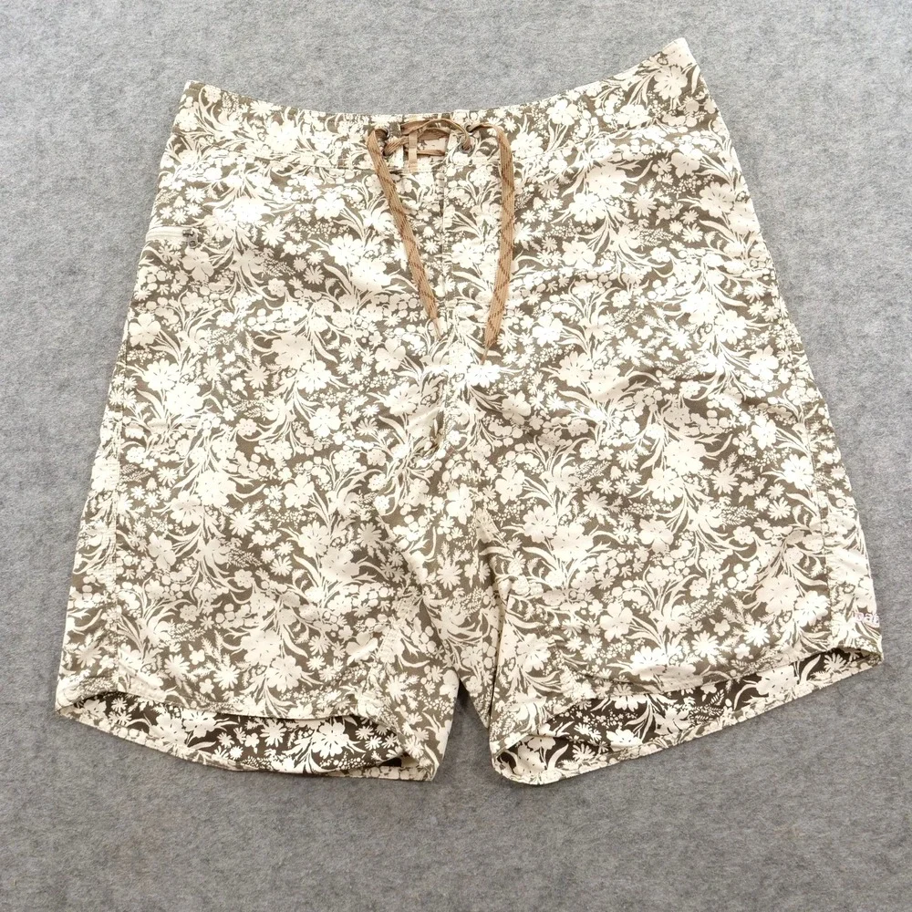 Patagonia Board Shorts Mens 34 Brown Floral Print Wavefarer Nylon Swim Trunks